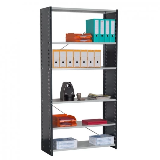 Rayonnage bureau parois pleines en acier – tablettes réglables 5 cm, 150 kg, 1980 x 1000 x 400 mm - Image 1