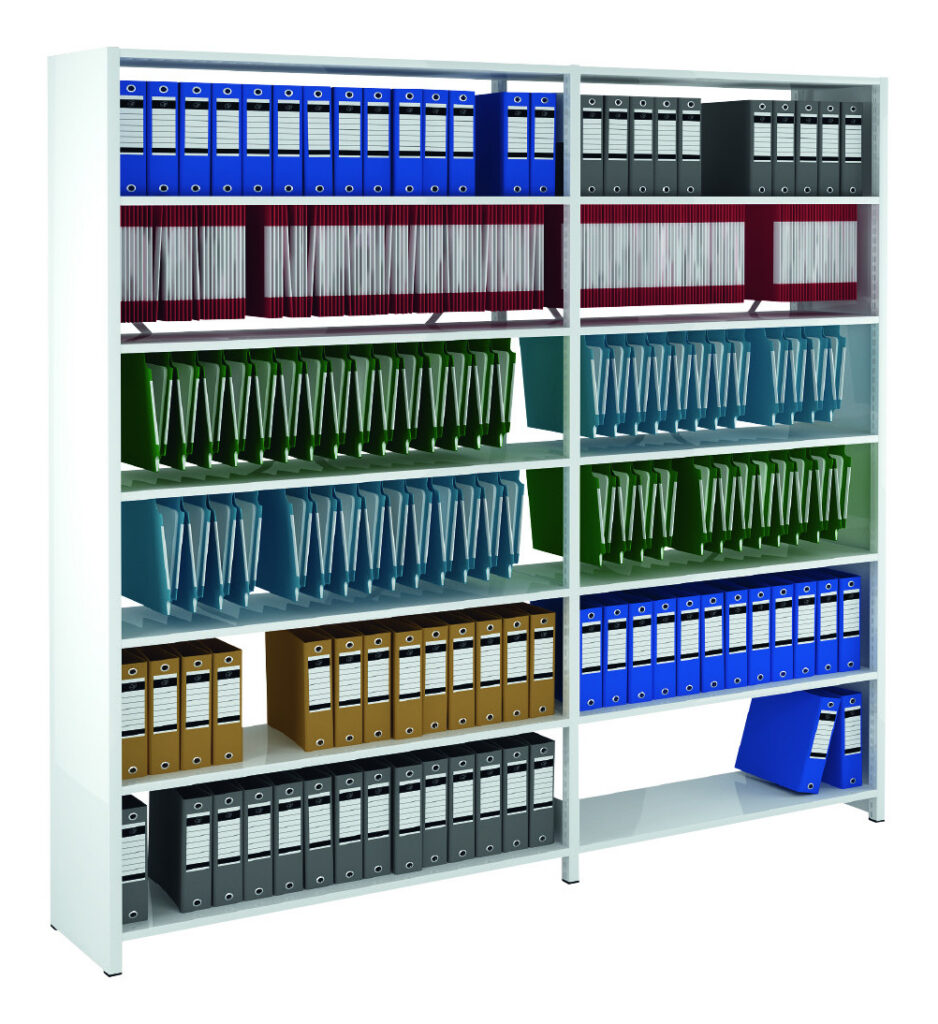 Rayonnage DS – Côtés pleins/fonds croisillonnés – L 1000/1200 mm – blanc RAL 9016 - Image 1