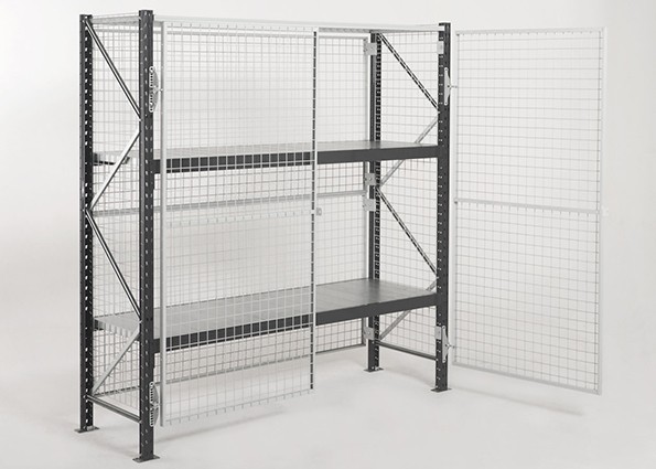 Rayonnage sécurisé grillagé industriel – 350 kg par niveau – 2 ou 3 niveaux – 1800 mm de longueur - Image 1