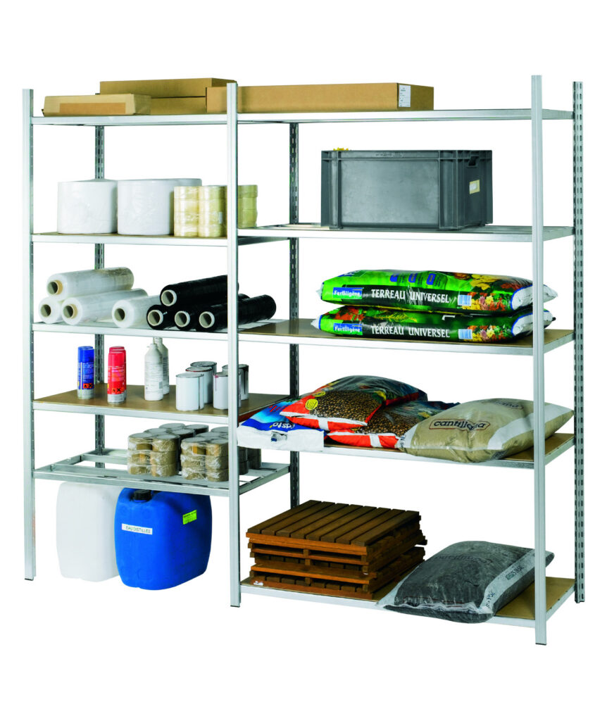 Rayonnage Icare 2000mm Galvanisé – 5 Tablettes Réglables, L 970mm - Image 1