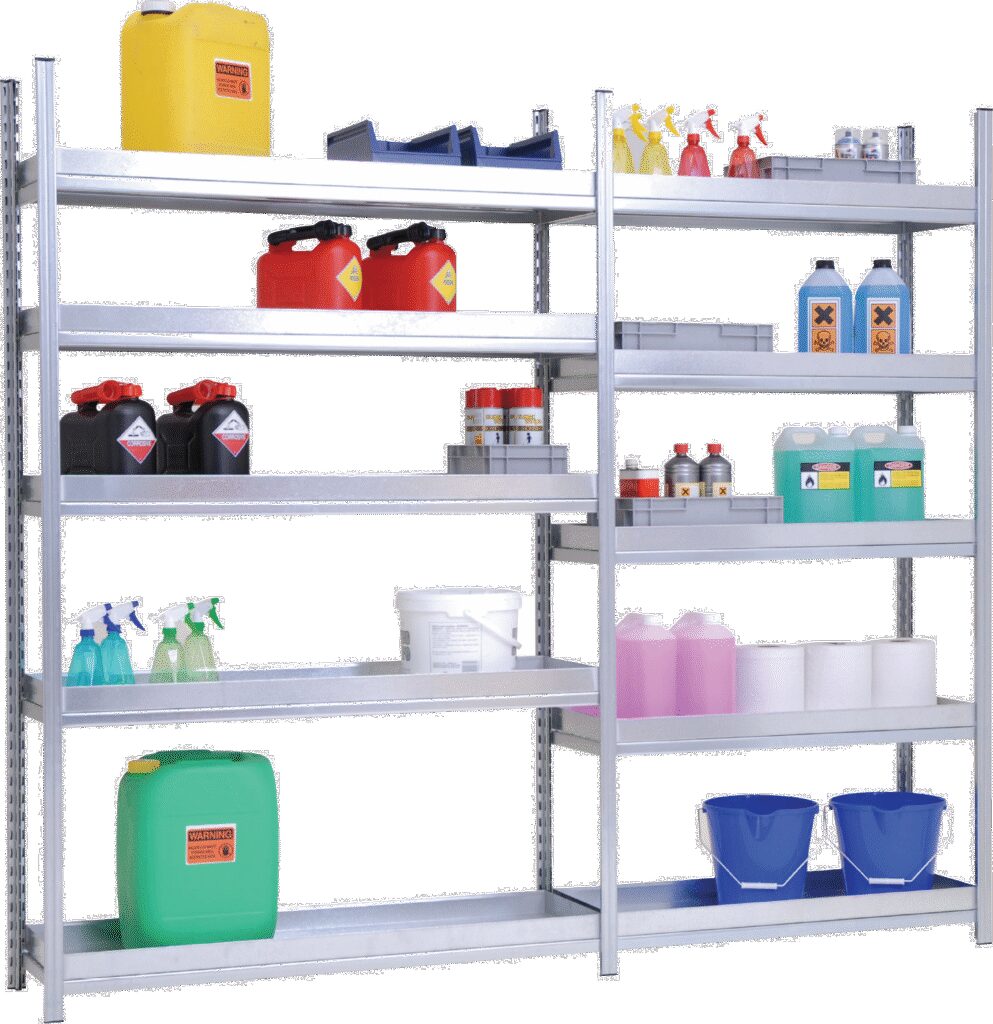 Rayonnage Icare Rétention Galvanisé – 5 Tablettes, 2000mm, 970 ou 1240mm - Image 1