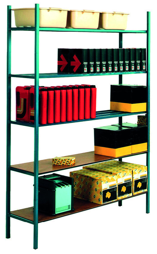 Rayonnage leader colonne – L 1000 mm – rayonnage léger avec 4 à 6 tablettes et charge 300 kg - Image 1