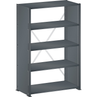 Rayonnage industriel 1000x350x1450mm 80kg avec 5 rayons et parois latérales en tôle pleine - Image 1