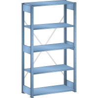 Rayonnage industriel 1000x600x2000mm 220kg – 5 rayons à fentes avec montants et entretoises - Image 1