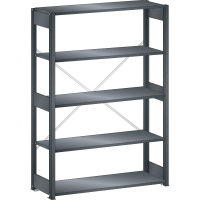 Rayonnage industriel 1300x500x2000mm 220kg – 5 rayons – 2 paires de montants avec 6 entretoises - Image 1