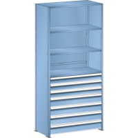 Rayonnage industriel 1000x500x2200mm 160kg avec 4 rayons et 7 tiroirs - Image 1