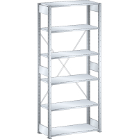 Rayonnage industriel 1000x500x2500mm 160kg – 6 rayons à fentes avec montants et entretoises - Image 1