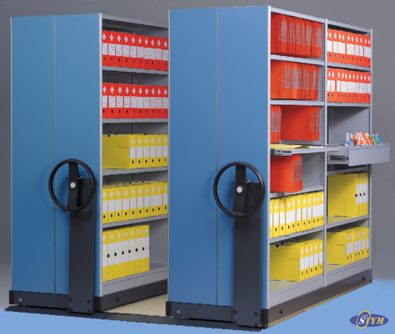 Rayonnage d&rsquo;archivage mobile – système compact sur rails pour livres et documents 1
