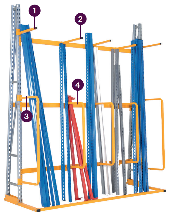 Séparateurs Cantilever stockage vertical – Réglables 50mm, 400mm de profondeur, fixage colonne ou longeron - Image 1