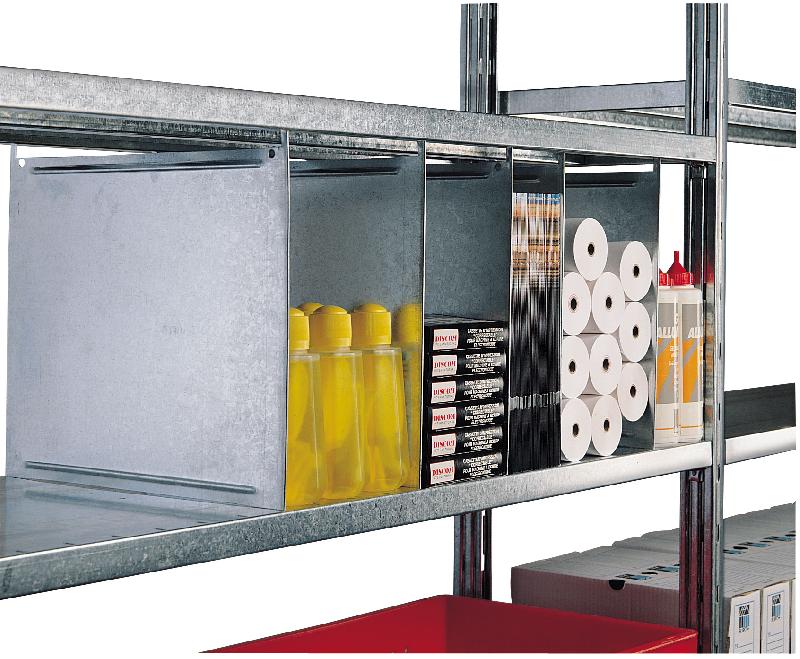 Séparation amovible de rayonnage galvatop p.285*h.355/382 mm – 1602044 - Image 1