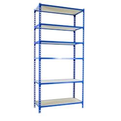 SimonRack Étagères et Rayonnage 2500x1200x400 mm, 6 Niveaux, Tablettes en Bois, Structure Acier, 200 kg par Niveau, Bleu/Bois – Maderclick – bleu - Image 1