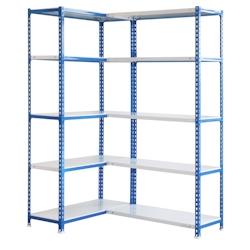 SimonRack Étagère d’Angle Métallique 2000x1400x400 mm, 10 Niveaux, Tablettes en Acier, 80 kg par Niveau, Bleu/Blanc – Simoncorner – métal 8435 1