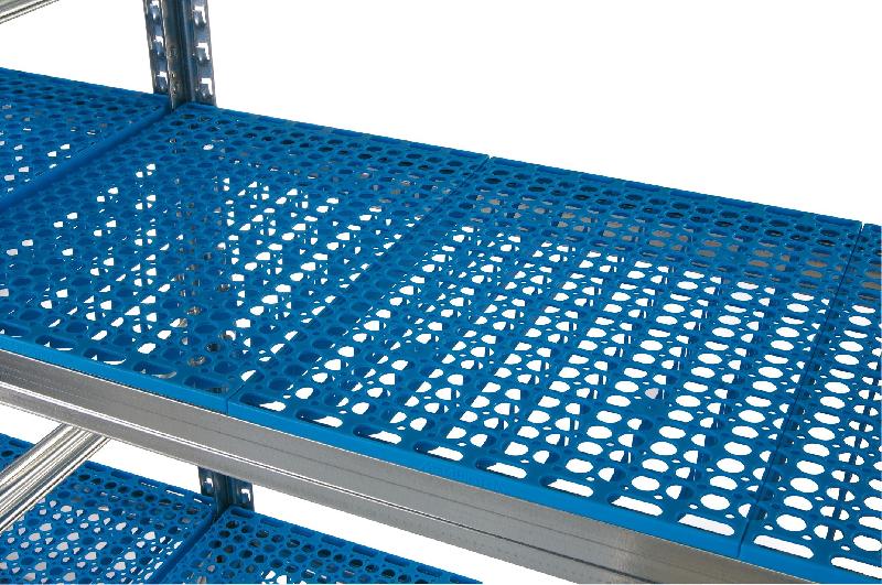 Tablette plastique bleu ajourée l.600 x p.500 mm pour rayonnage galvaplast – 1900159 - Image 1