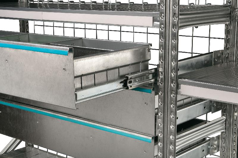 Tiroir l.1200 x p.400 x h.165 mm pour rayonnage métallique galvastar – 1767839 - Image 1