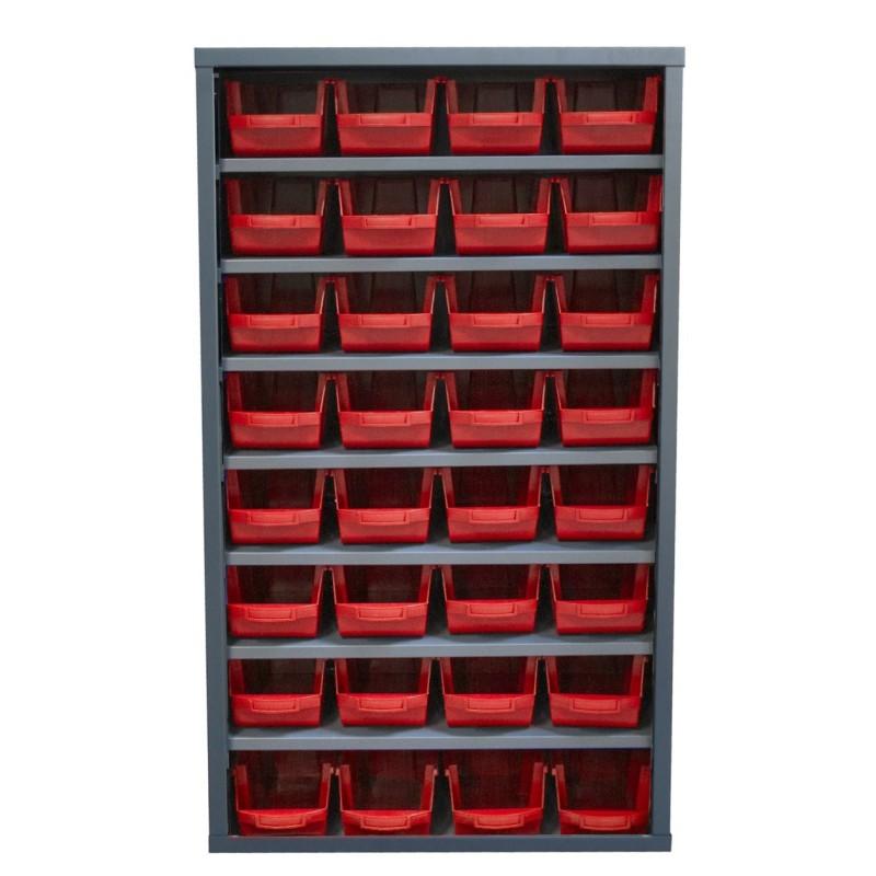 Armoire à bacs sans portes – Rouge / 32 x 10L - Image 1