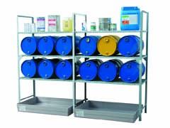 Module d&rsquo;extension pour rayonnage rétention 150L – stockage de 6 fûts de 60L horizontaux – 1/1 + plan de pose - Image 1