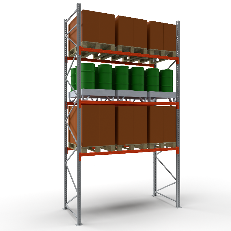 Rayonnage à palettes acier 2700 x 1100 mm – 3 niveaux – Charge 3000 kg/niveau - Image 1