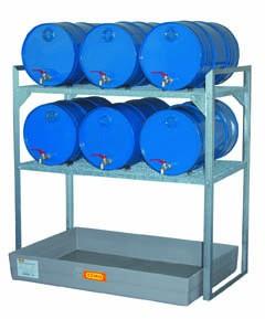 Rayonnage avec rétention 150 L – Stockage 6 fûts de 60 L horizontaux – 1/1 - Image 1