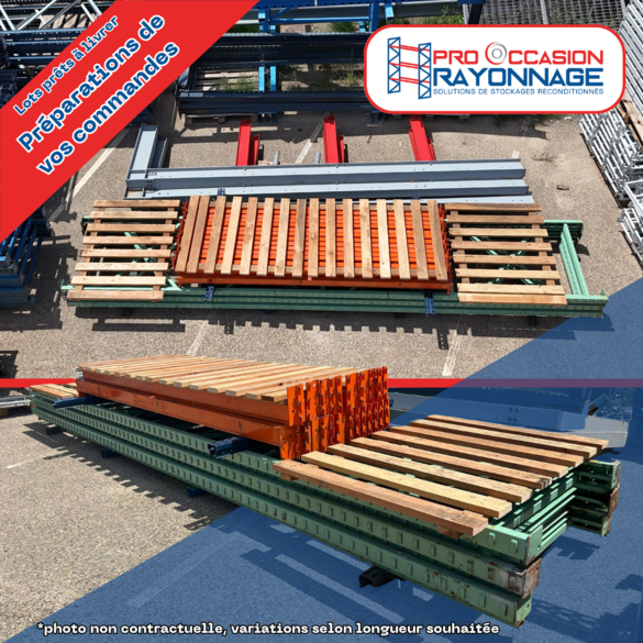 Rayonnage d&rsquo;occasion Manulab – Hauteur 5 500 mm, Longueur 10 500 mm, Profondeur 1 000 mm – 3 niveaux, capacité 2.4 t/niveau - Image 4