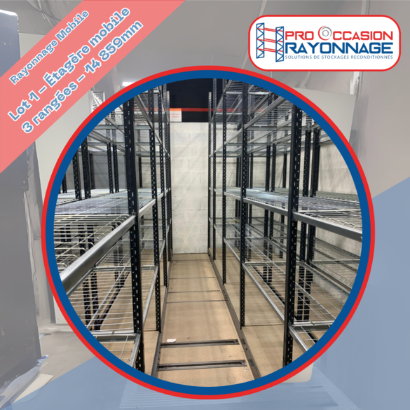 Lot 1 – Étagère mobile – 3 rangées – 14 859 mm de longueur totale – 600 mm de profondeur – 5 niveaux par meuble - Image 4