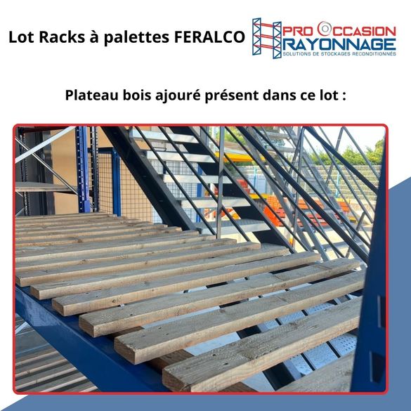 Racks à palettes Feralco d&rsquo;occasion – 20 échelles 5,3 m x 1,05 m – Capacité 2,1 t/niveau – Plateaux bois inclus - Image 3