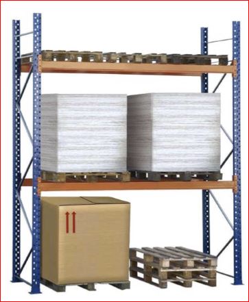 Rayonnage lourd statique UD – échelles de 2400 à 7800mm, profondeurs de 600 à 1200mm, montants bleu RAL 5010 - Image 2