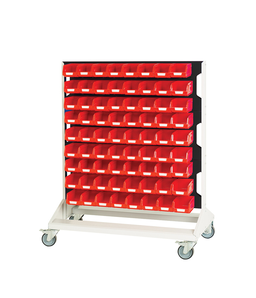 Rack à Bacs Mobile Double Face avec 144 Bacs Rouges – 6 Panneaux – 1000x550x1250 mm - Image 1