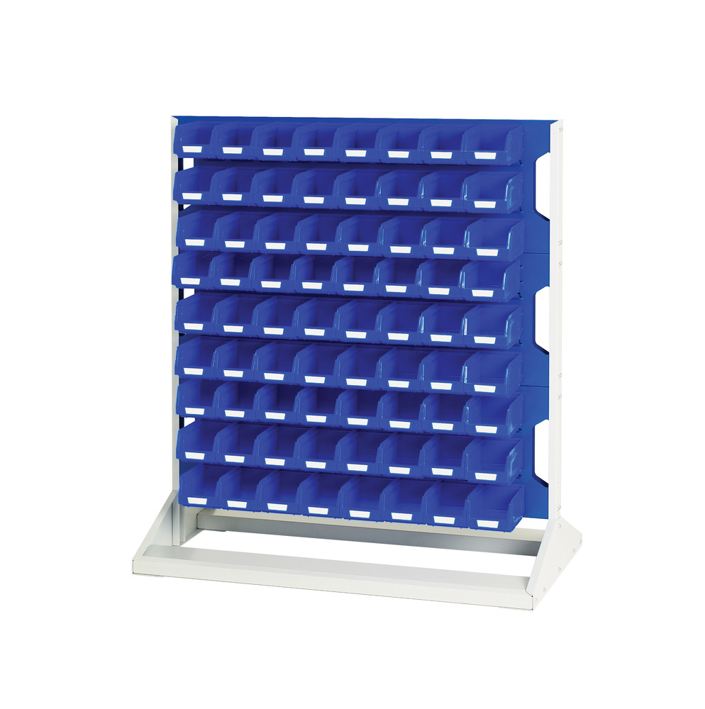 Rack à Bacs Fixe Simple Face & Bacs 3 Panneaux, 72 Bacs Bleu – 1000x550x1125 mm - Image 1