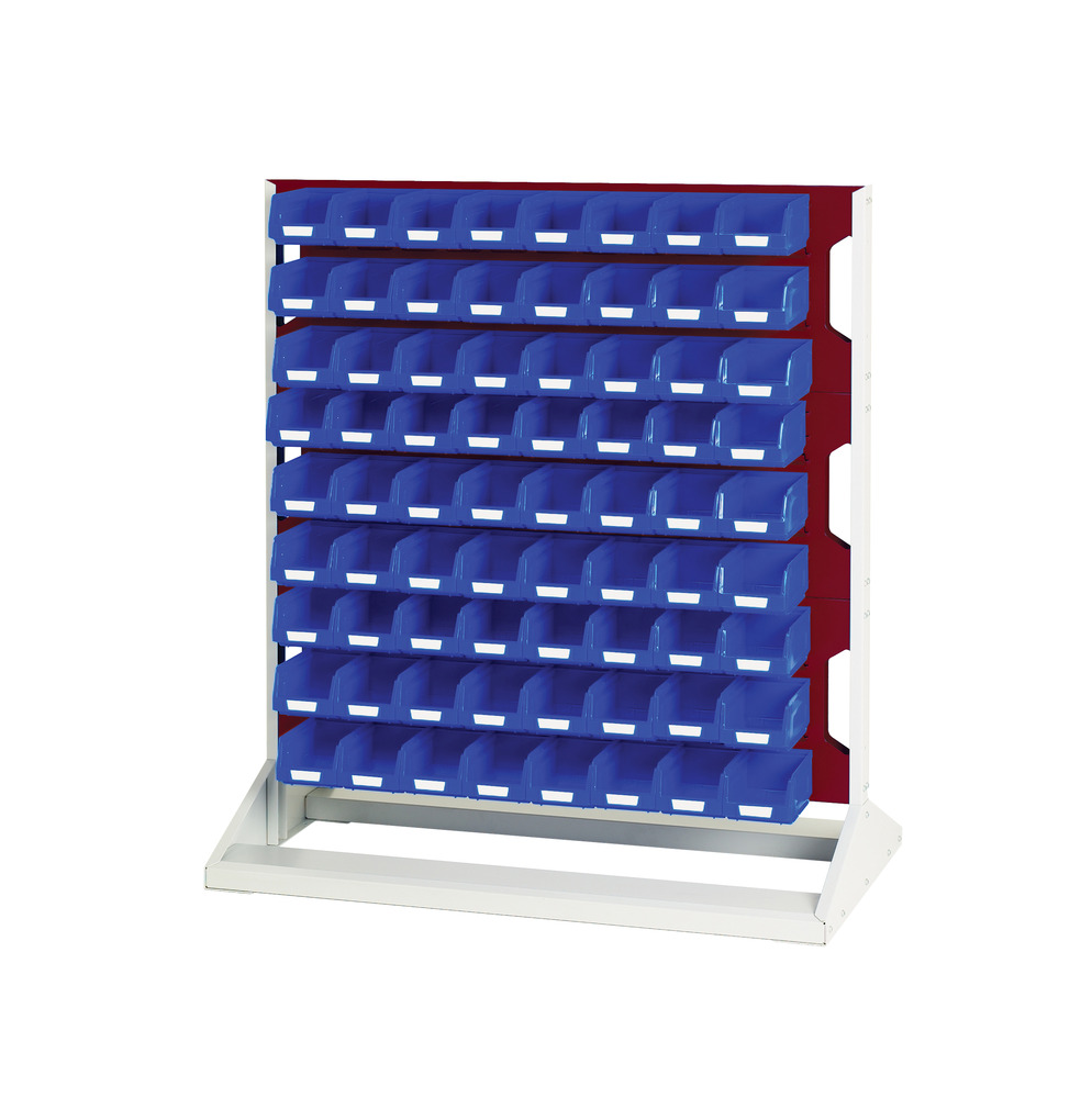 Rack à Bacs Fixe Simple Face & Bacs 3 Panneaux, 72 Bacs Bleu – 1000x550x1125 mm - Image 1