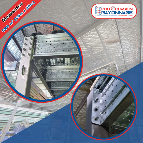 Mezzanine industrielle 500 m² – Comme neuve – Démonstration commerciale, jamais utilisée – Plancher bacacier métallique – Charge 350 kg/m² 3