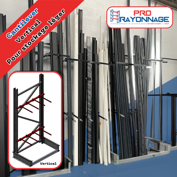 Cantilever léger pour stockage vertical – configuration sur mesure – hauteur 2500 mm, largeur 1100 mm [NEUF] - Image 3