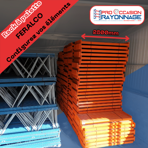 Rack à palettes FERALCO sur mesure – Échelles 8500 mm ou 10600 mm, niveaux supportant 2,4 tonnes et 3 palettes Europe - Image 4