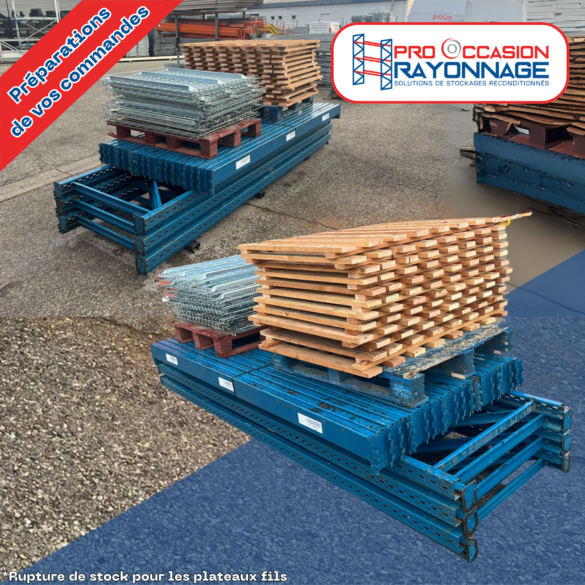 Rayonnage industriel Provost Propal 1ère génération – Hauteur 2 100 mm, Longueur 14 040 mm, Profondeur 1 000 mm, 2 niveaux, capacité 3 tonnes/niveau - Image 3