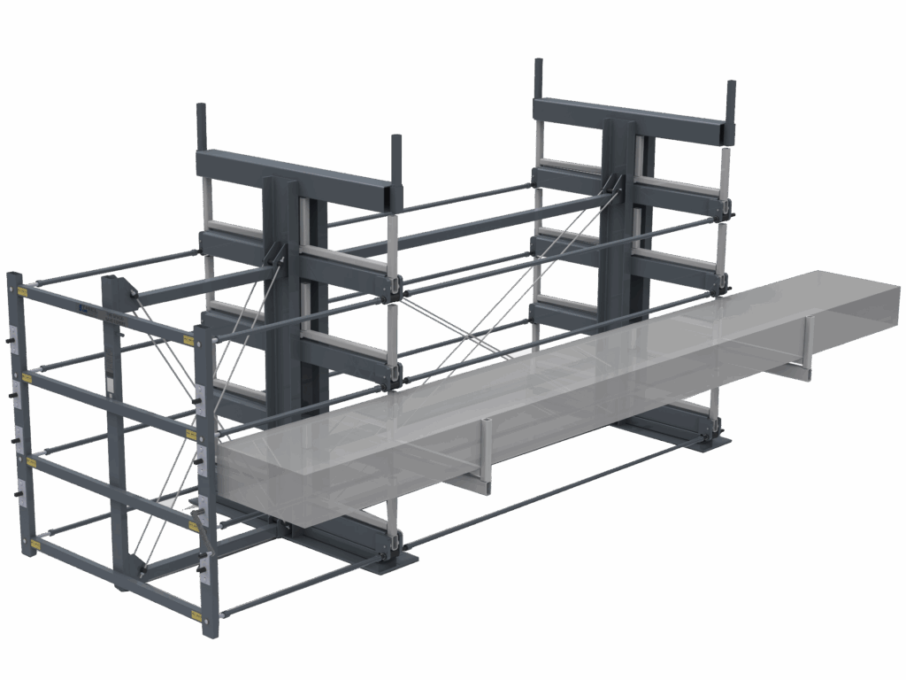 Rayonnage industriel cantilever à tiroirs – bras rétractables pour stockage de barres tubes et profilés - Image 3