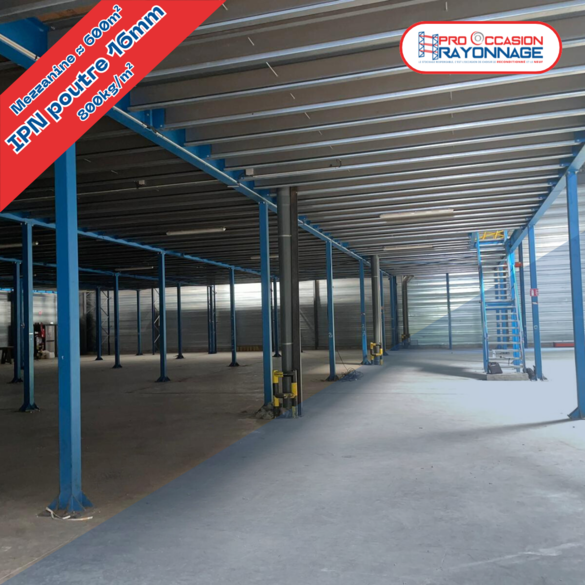 Mezzanine industrielle d&rsquo;occasion – 600 m² – Charge 800 kg/m² – Poutres IPN – Plancher aggloméré 4