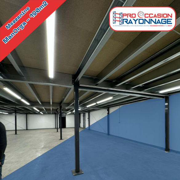 Mezzanine industrielle d&rsquo;occasion ManOrga – 190 m² – jamais utilisée – charge 600 kg/m² - Image 3