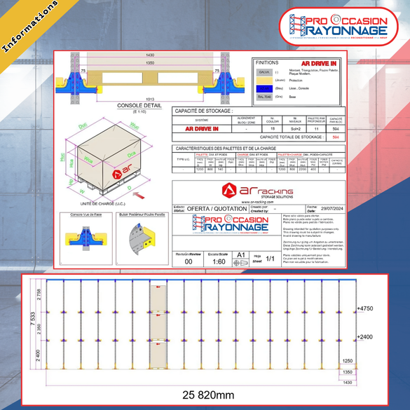 Lot Unique – Rack à palettes galvanisé Drive-In – 594 palettes – 18 allées – 3 niveaux – 7 533 mm - Image 3