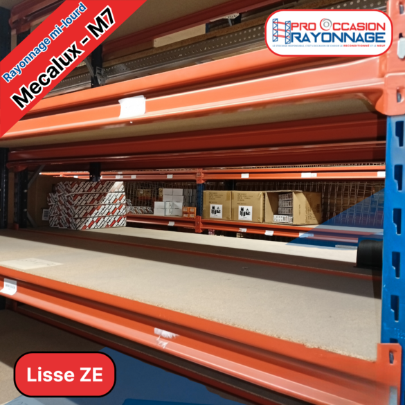 Rayonnage mi-lourd M7 Mecalux – Plateau bois aggloméré – Hauteur 2000 mm – Longueur à configurer 3