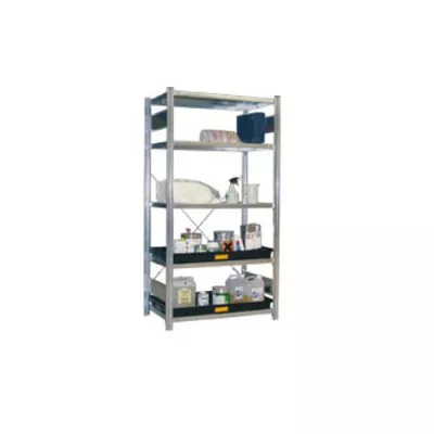 Cemo – Rayonnage de rétention avec 5 étagères perforées et 2 bacs de rétention en polyéthylène 1