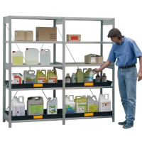 Cemo – Rayonnage de rétention avec 5 étagères perforées et 2 bacs de rétention en polyéthylène - Image 2