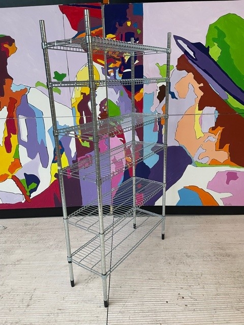 Rayonnage grillagé en fil d&rsquo;acier chrome 6 tablettes – H 180 x L 90 x P 35 - Image 3