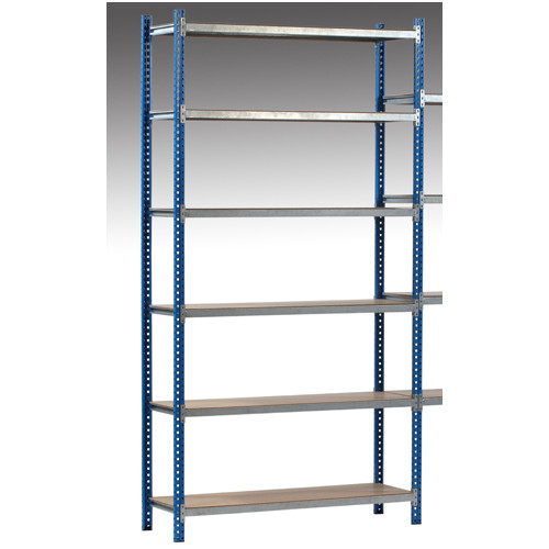 Element suivant 100×200 5 tablettes – Kit Mobilier de stockage gris et bleu - Image 1