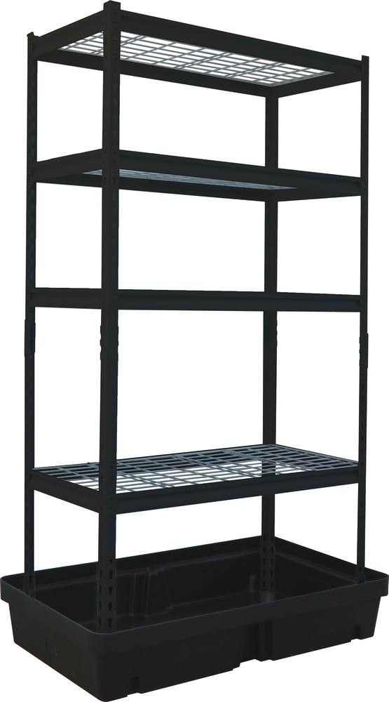 Étagère avec bac de rétention PE 60L – Bac de rétention – 4 tablettes – Charge maxi 1000 kg 1