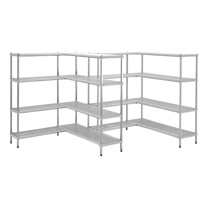 Étagère inox modulable MO02-498 – tablettes inox ou polypropylène perforé – charges jusqu&rsquo;à 1000 kg - Image 1