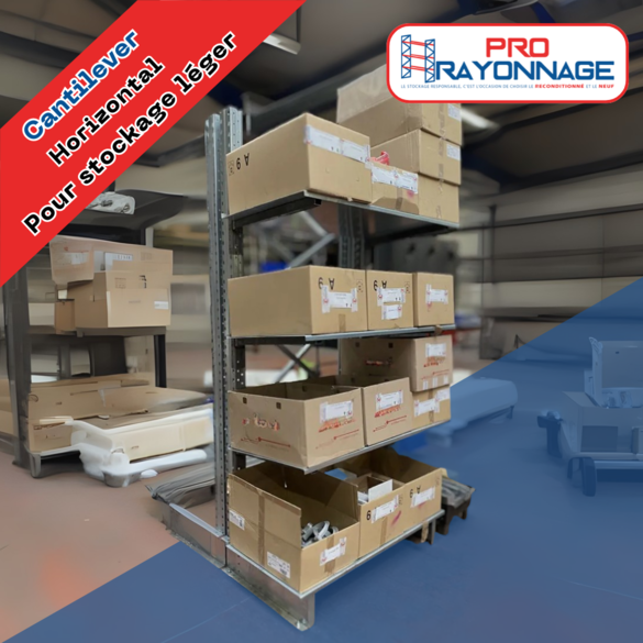 Cantilever léger – Rayonnage à bras modulable – Hauteur 2500 mm – Bras 500 mm (120 kg) ou 600 mm (100 kg) – NEUF - Image 4