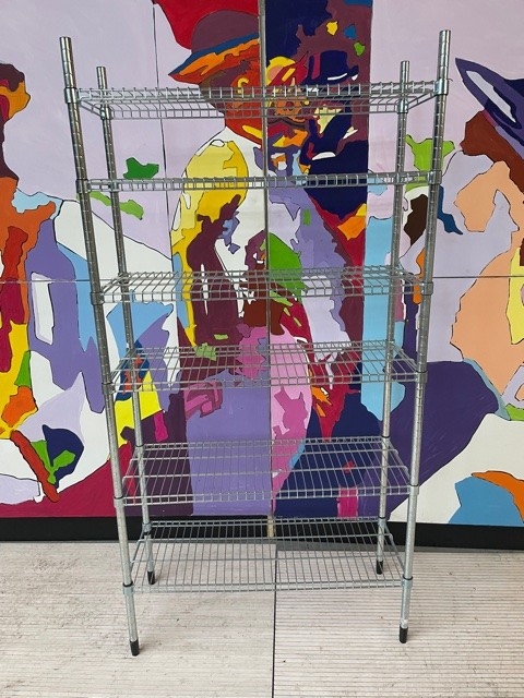 Rayonnage grillagé en fil d&rsquo;acier chrome 6 tablettes – H 180 x L 90 x P 35 - Image 4