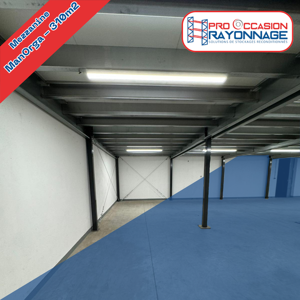 Mezzanine industrielle ManOrga d&rsquo;occasion – 310 m² – charge 600 kg/m² – plancher agglo haute densité - Image 3