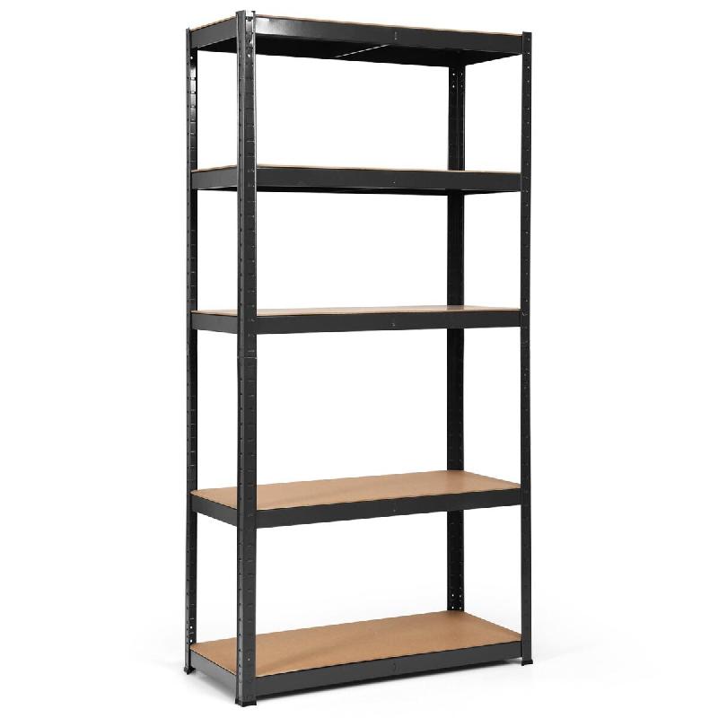 Helloshop26 – Étagère de garage ajustable 90 x 40 x 180 cm support 175 kg design pratique en acier galvanisé noir 20_0012056 – 3000227038319 - Image 1