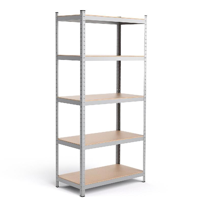 Helloshop26 – Étagère de rangement 91 x 46 x 183 cm avec 5 niveaux de stockage ajustable en métal et MDF argent 20_0020494 – 3000233518669 - Image 1