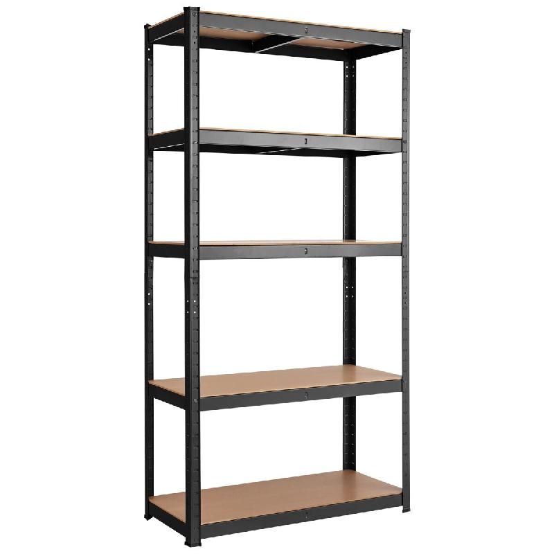 Helloshop26 – Étagère de rangement à 5 niveaux 75 x 30 x 150 cm stable et robuste design moderne en métal noir 20_0012058 – 3000227039781 - Image 1